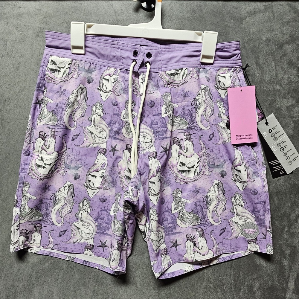 Psycho Tuna Sirens‎ Mermaid Boardshorts Purple Rose Men's 31 PTYB0178 New